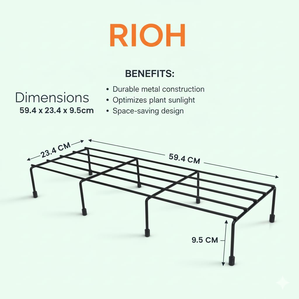 Metal Plant Stand Set of 4 | Black Iron Plant Riser for Living Room, Balcony & Garden Decoration