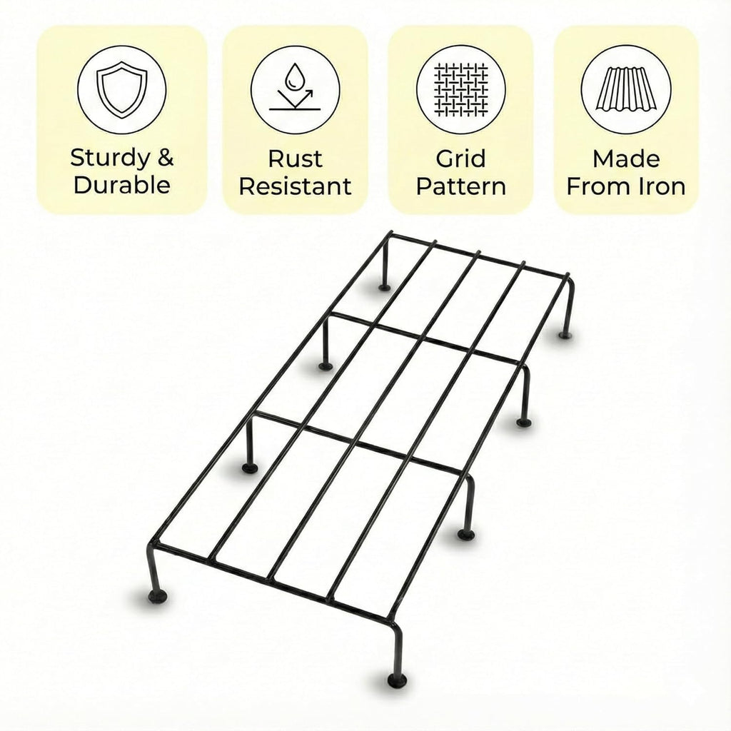 Metal Plant Stand Set of 4 | Black Iron Plant Riser for Living Room, Balcony & Garden Decoration